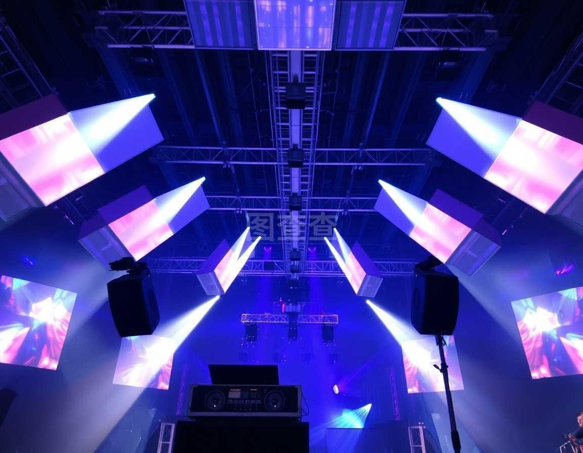 音乐节的灯光和音响设备